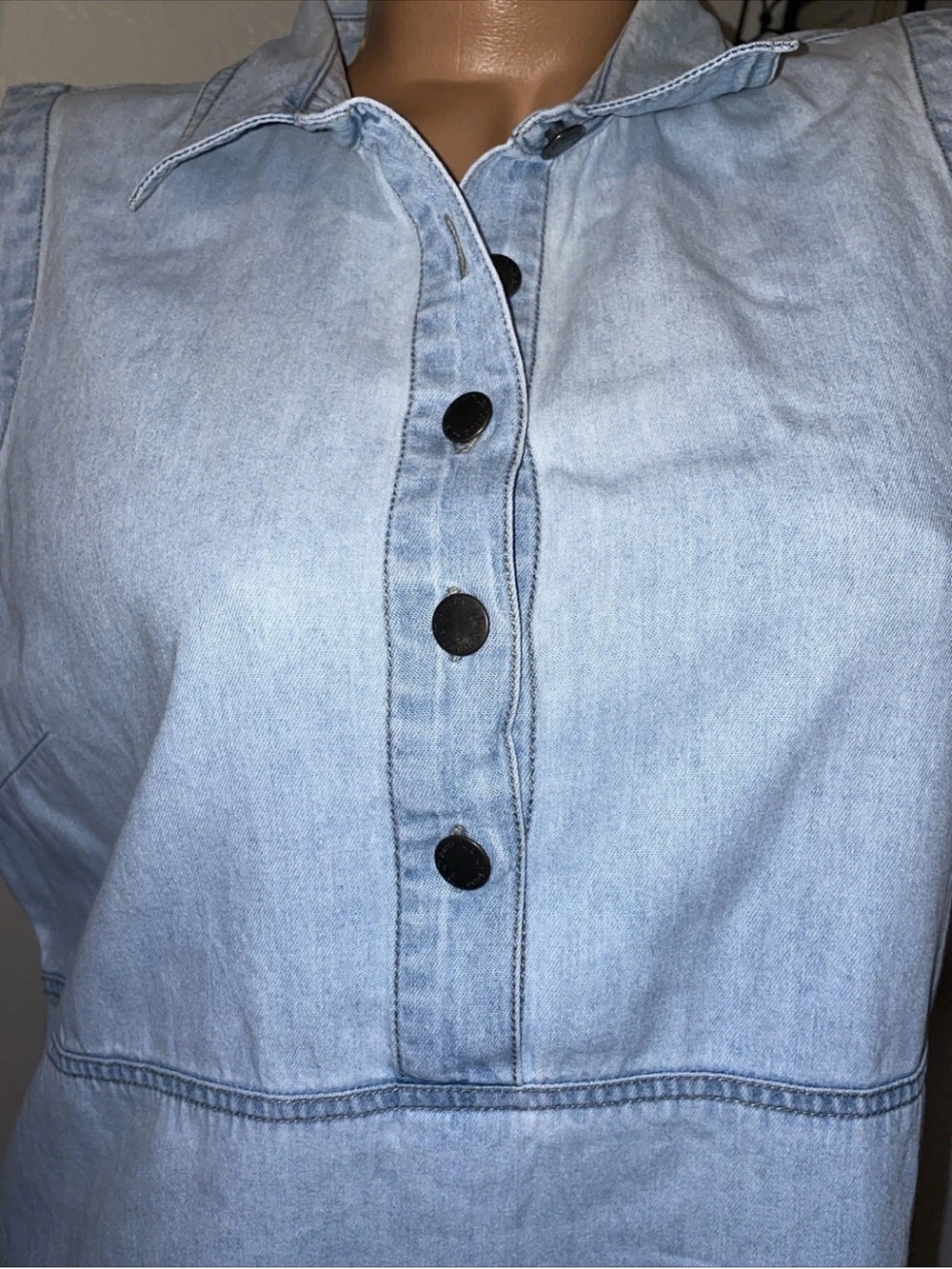 St. John's Bay 14 Light Wash Denim Button-Front Dress - Picture 4 of 15